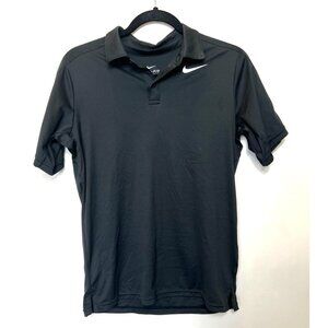 Nike Dri-Fit Black Polo Shirt Womens Large 100% Polyester Lightweight Breathable
